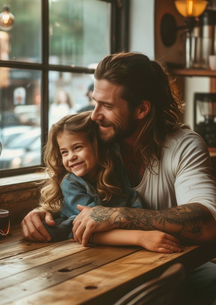 White dad spend time with daughter portrait family adult.