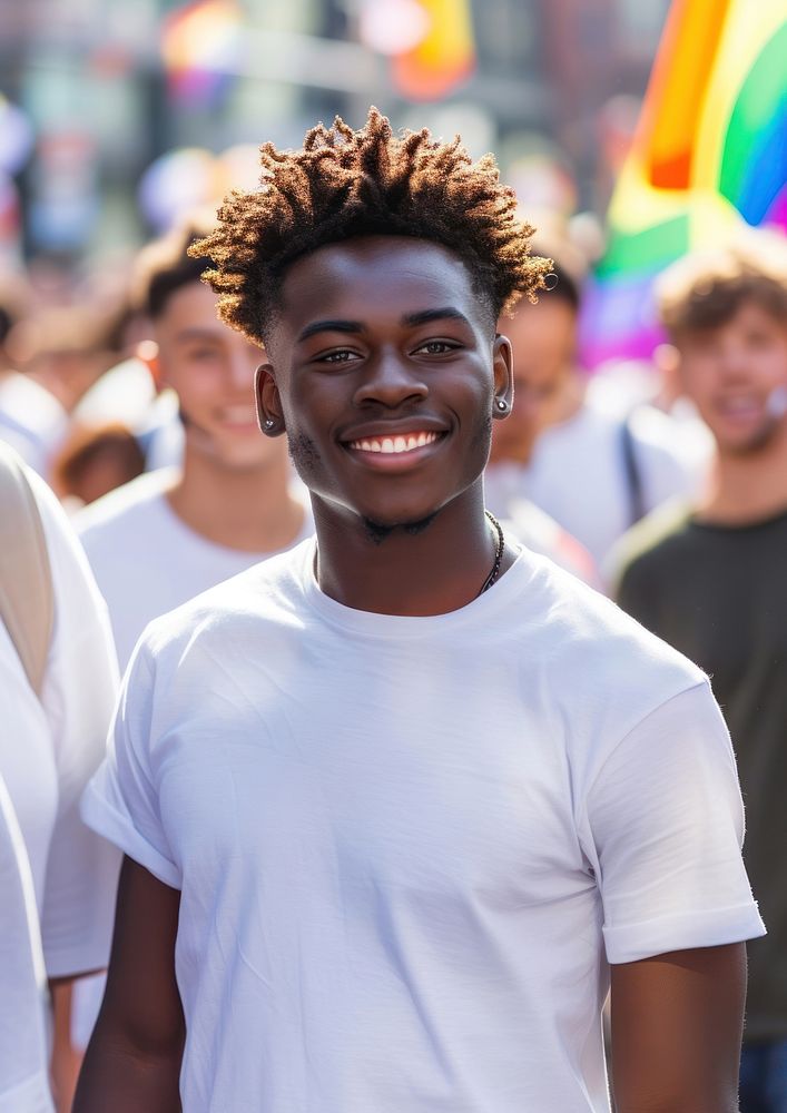 Black teen men standing smiling portrait adult smile.