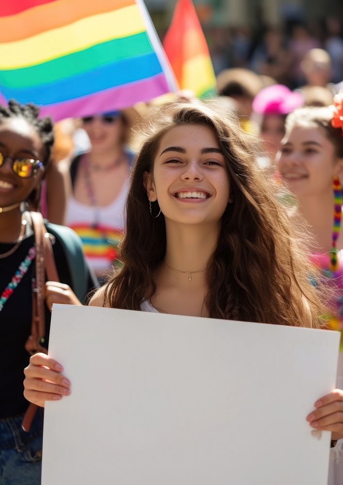 British american teen women parade portrait smiling.