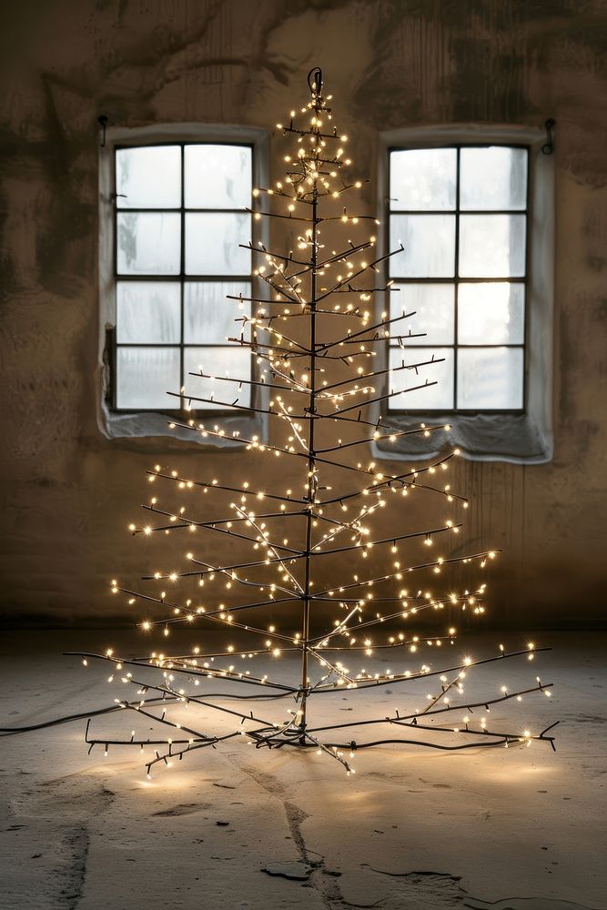 Fairy light christmas tree lighting architecture illuminated.