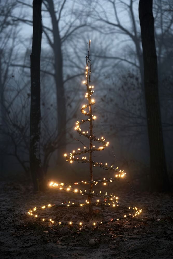 Fairy light christmas tree illuminated tranquility celebration.