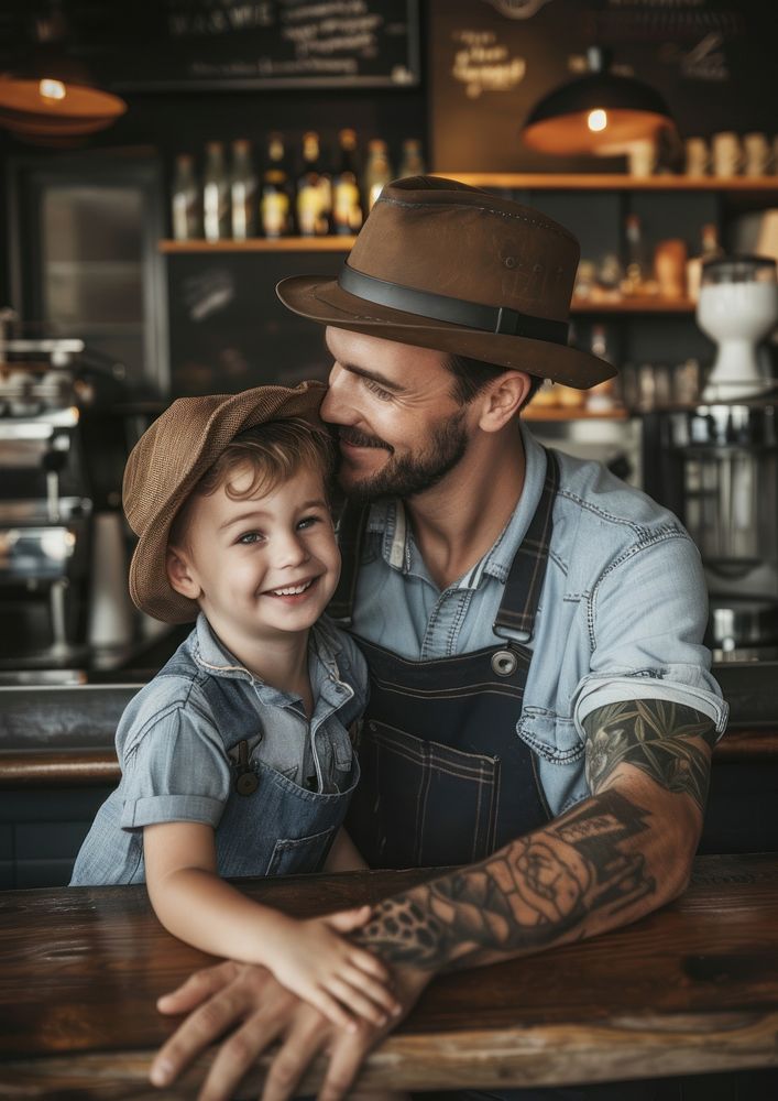 Latin dad spend time with son portrait family adult.