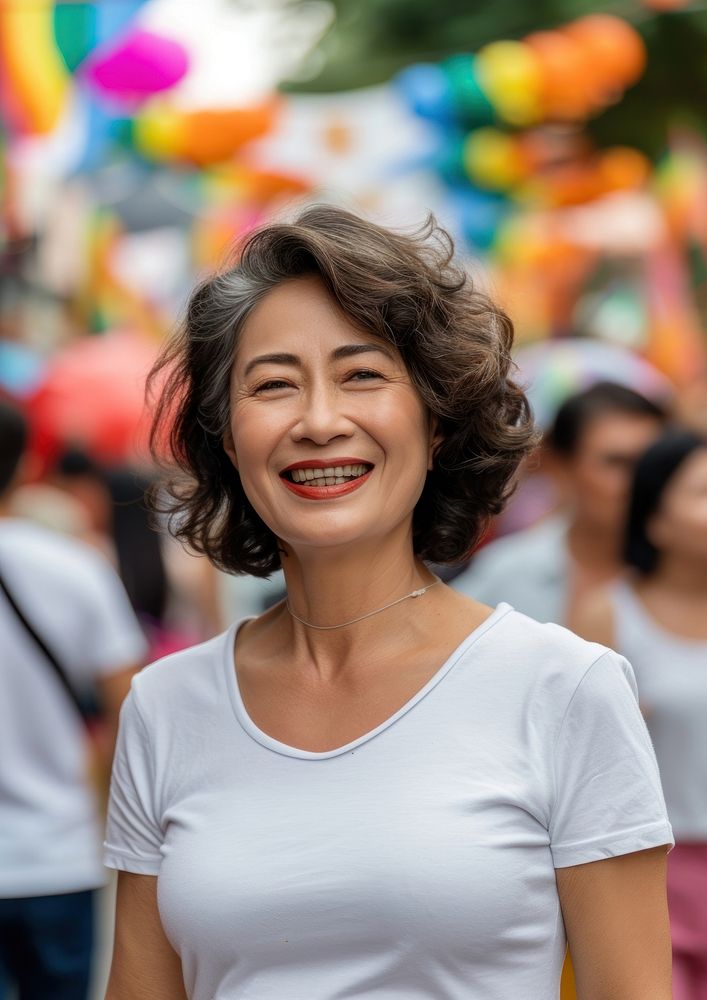 South east asian middle age women standing smiling portrait adult smile.