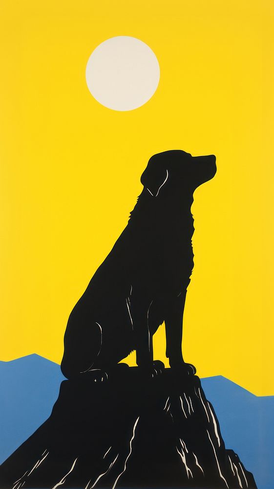 Dauchun dog silhouette yellow black.