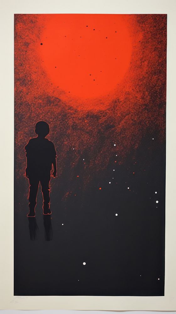 Kid silhouette painting space.