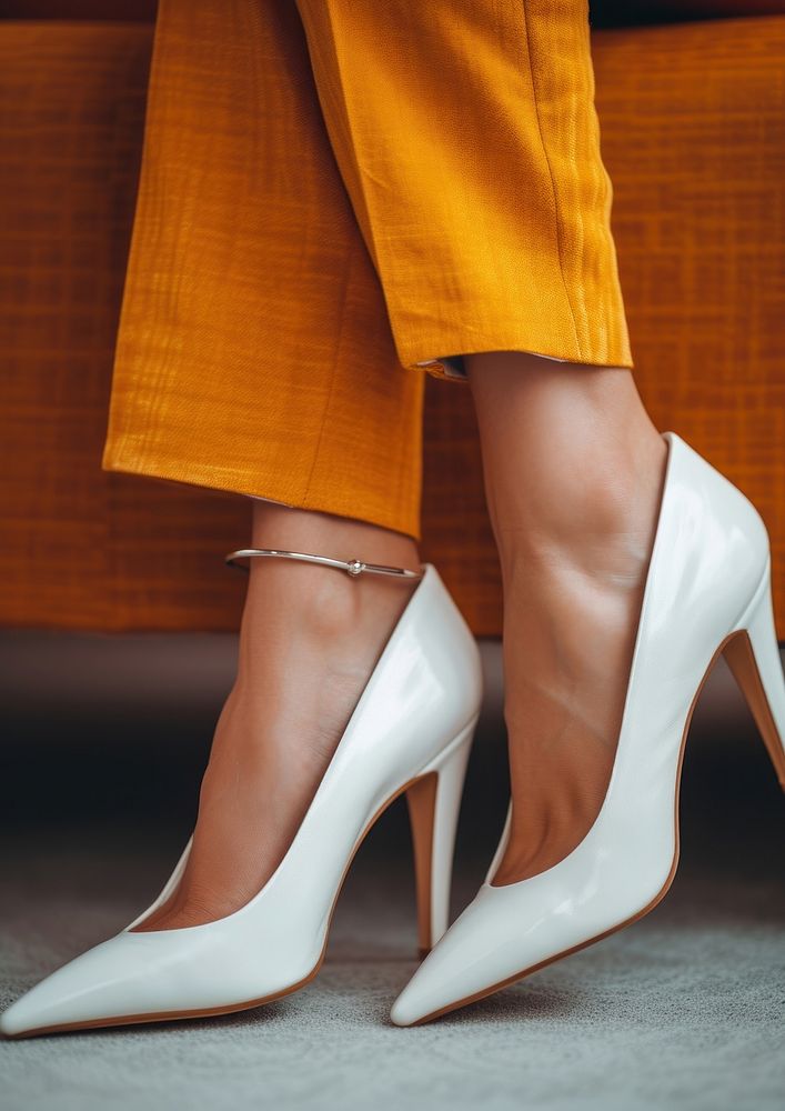 White High heels footwear shoe high heel.