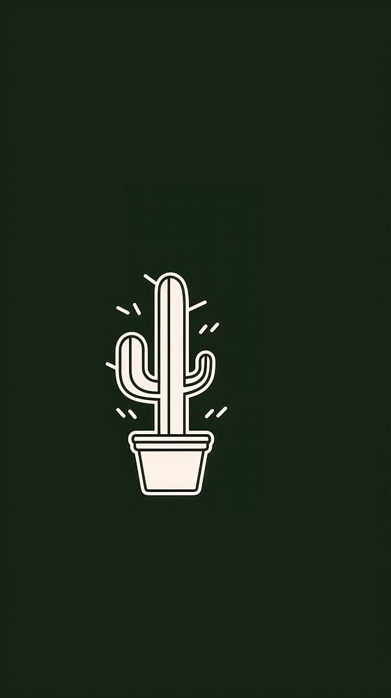 Cactus logo black background darkness.