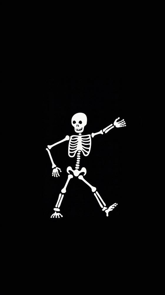 Skeleton dancing black black background representation.