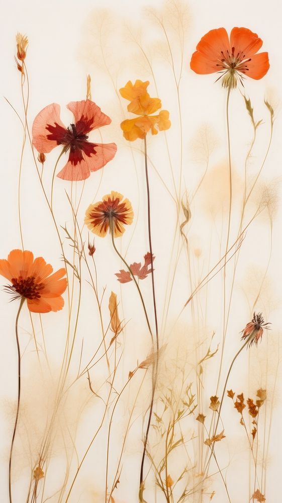 Real pressed bouquet flower backgrounds painting pattern.