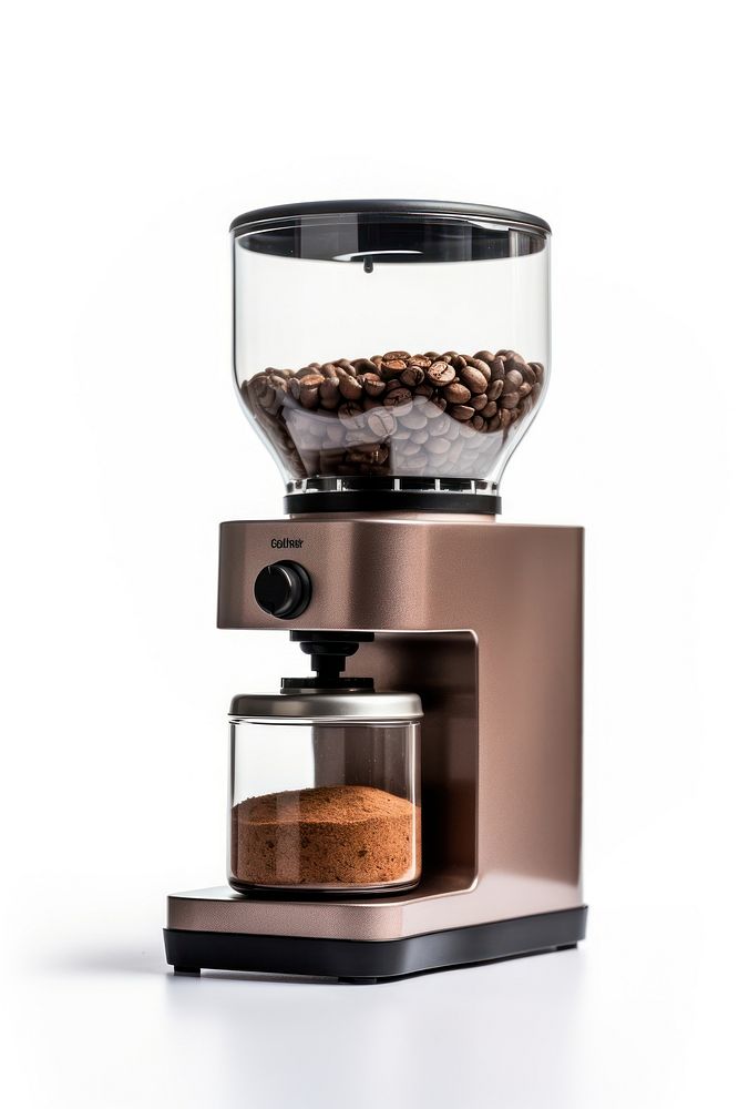 Modern coffee grinder machine appliance white background coffeemaker.