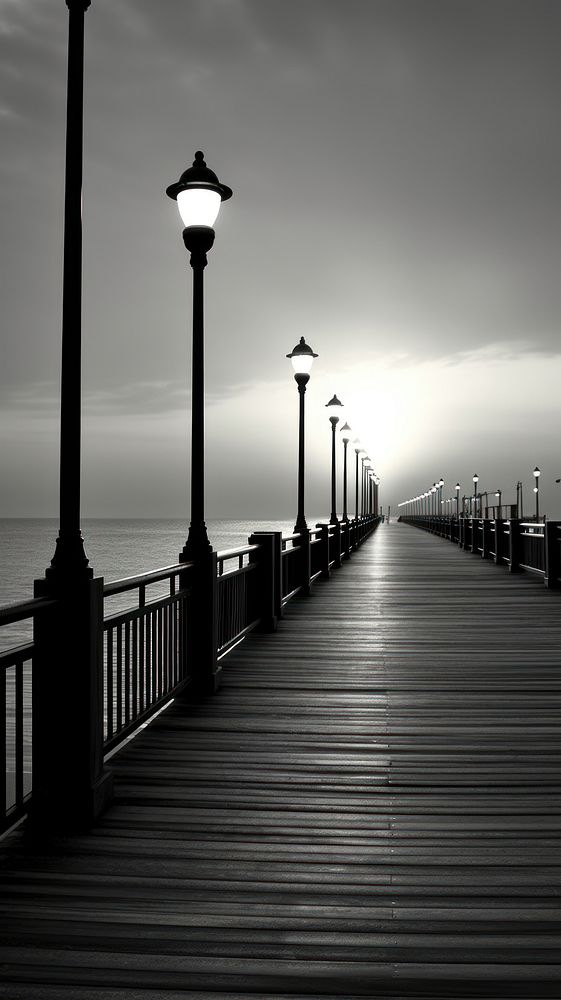 The pier boardwalk railing sunset.