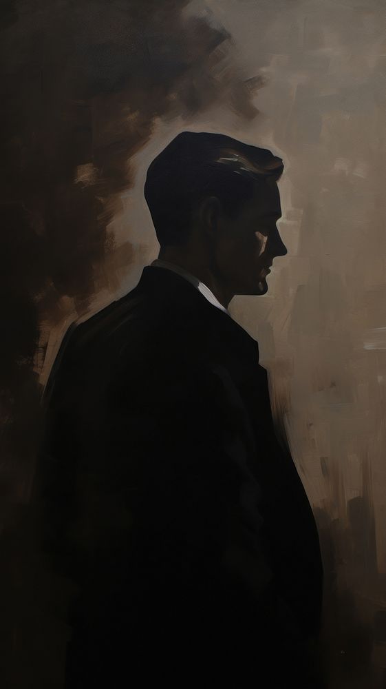 Acrylic paint of Man silhouette portrait painting.