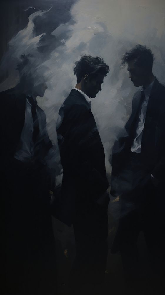 Acrylic paint of Men adult smoke men.