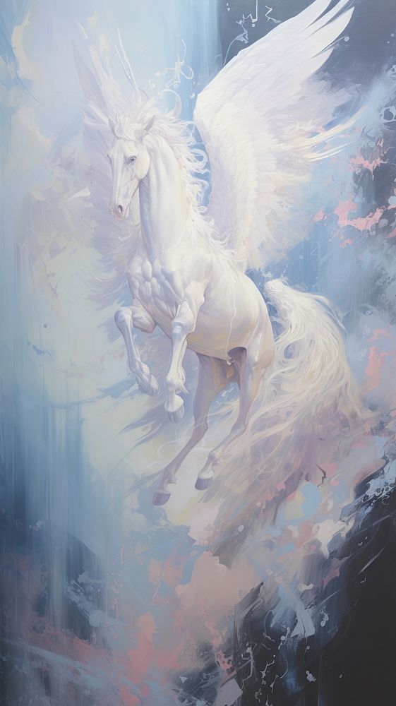 Acrylic paint of Pegasus animal mammal horse.