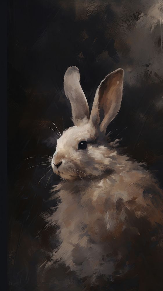 Acrylic paint of Rabbit animal mammal rodent.