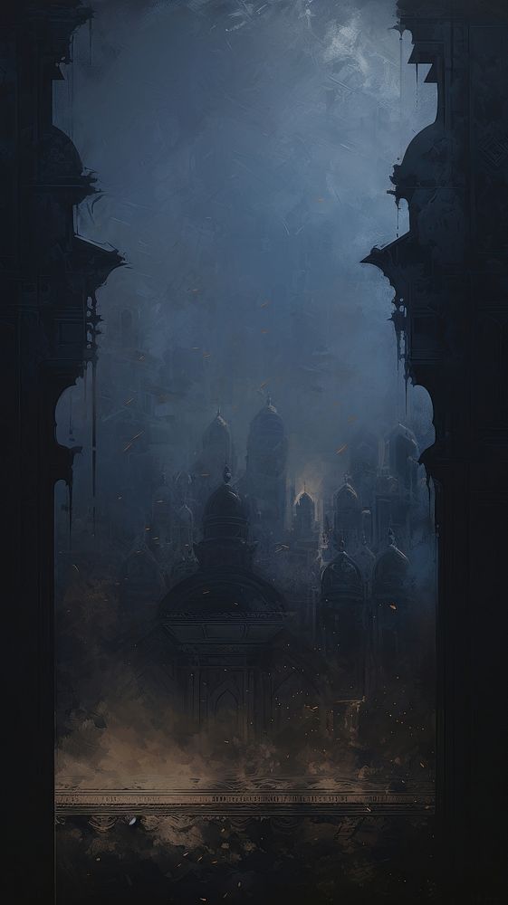 Acrylic paint of ramadan architecture screenshot darkness.