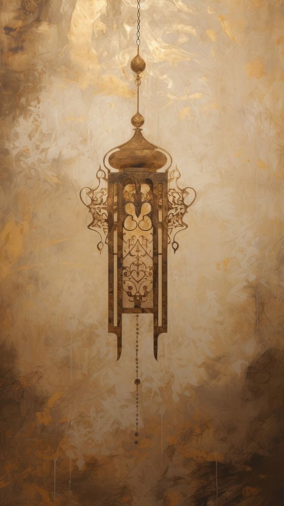 Acrylic paint of ramadan chandelier lamp wall.