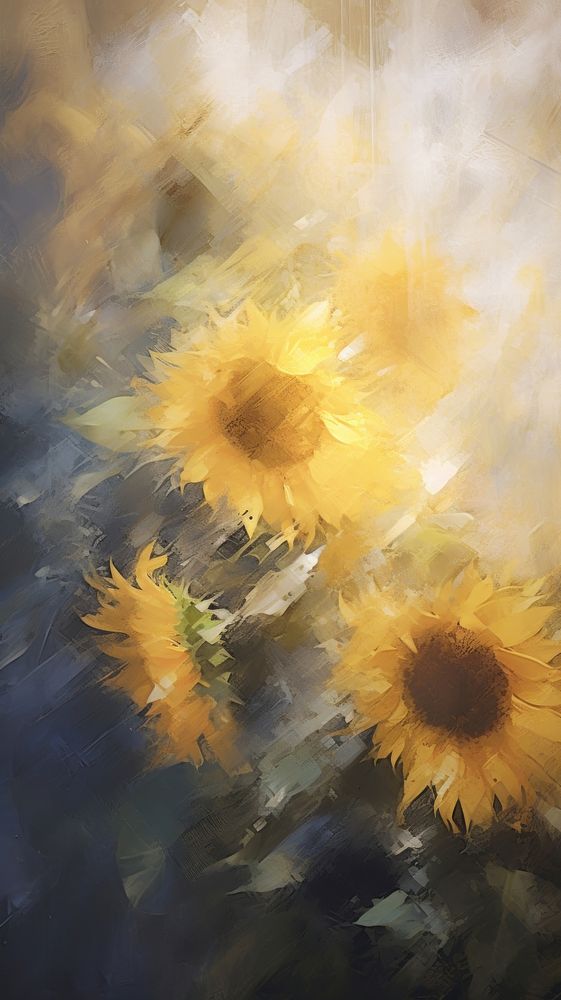 Acrylic paint of sunflower painting petal plant.