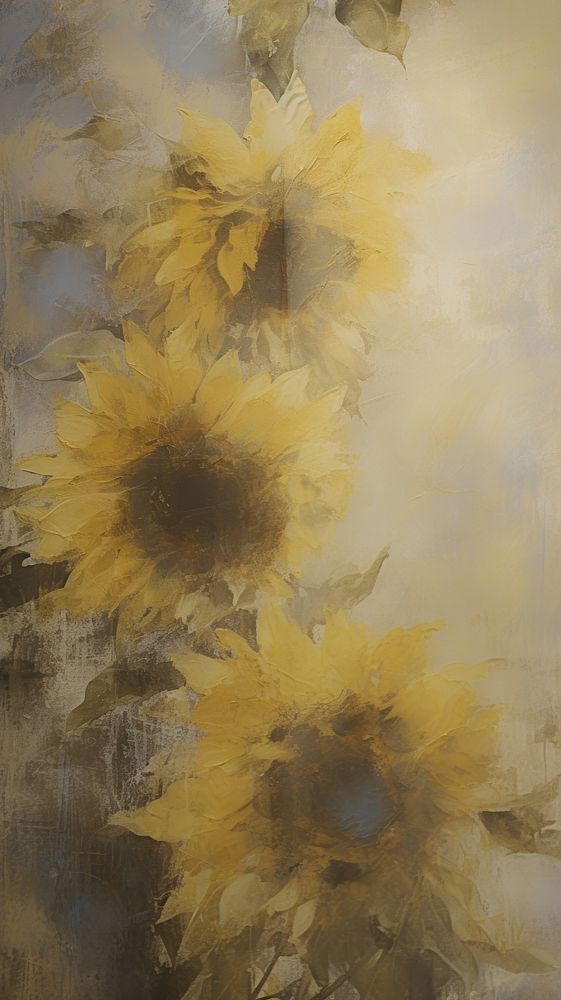 Acrylic paint of sunflower painting plant petal.
