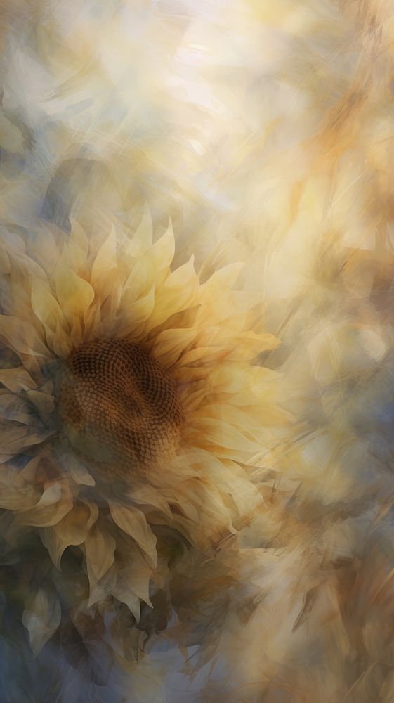 Acrylic paint of sunflower painting texture petal.
