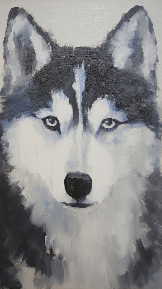 Acrylic paint of Siberian Husky mammal animal husky.