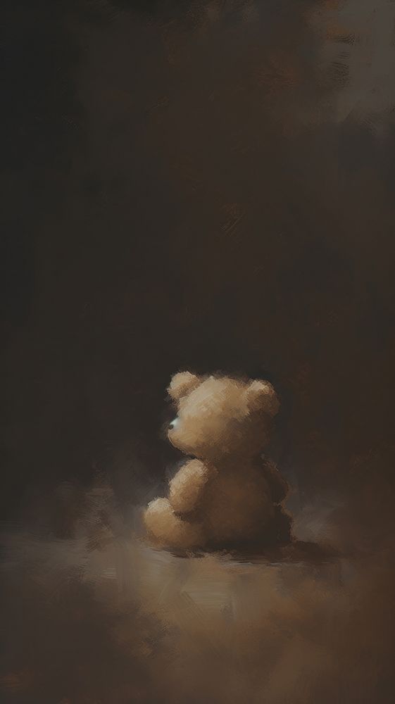 Acrylic paint of teddy bear nature cloud smoke.