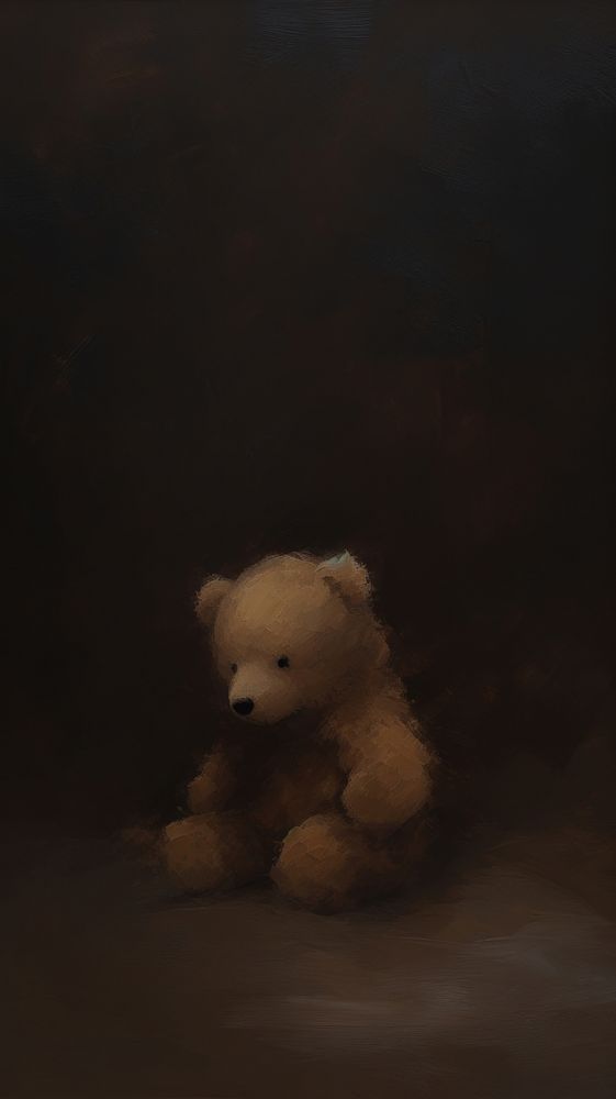 Acrylic paint of teddy bear mammal toy representation.
