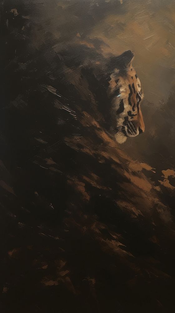 Acrylic paint of Tiger painting tiger darkness.