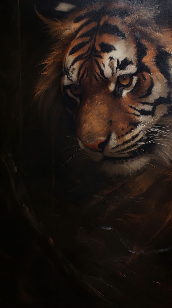 Acrylic paint of Tiger tiger wildlife animal.