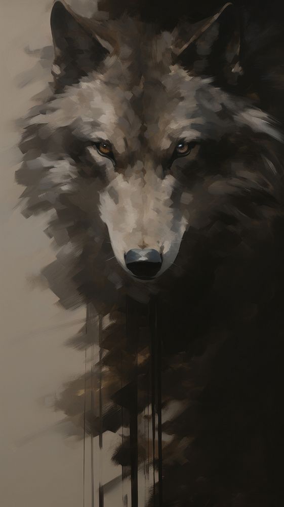 Acrylic paint of wolf face animal mammal creativity.