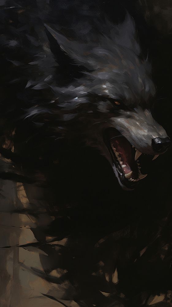 Acrylic paint of wolf face animal mammal darkness.