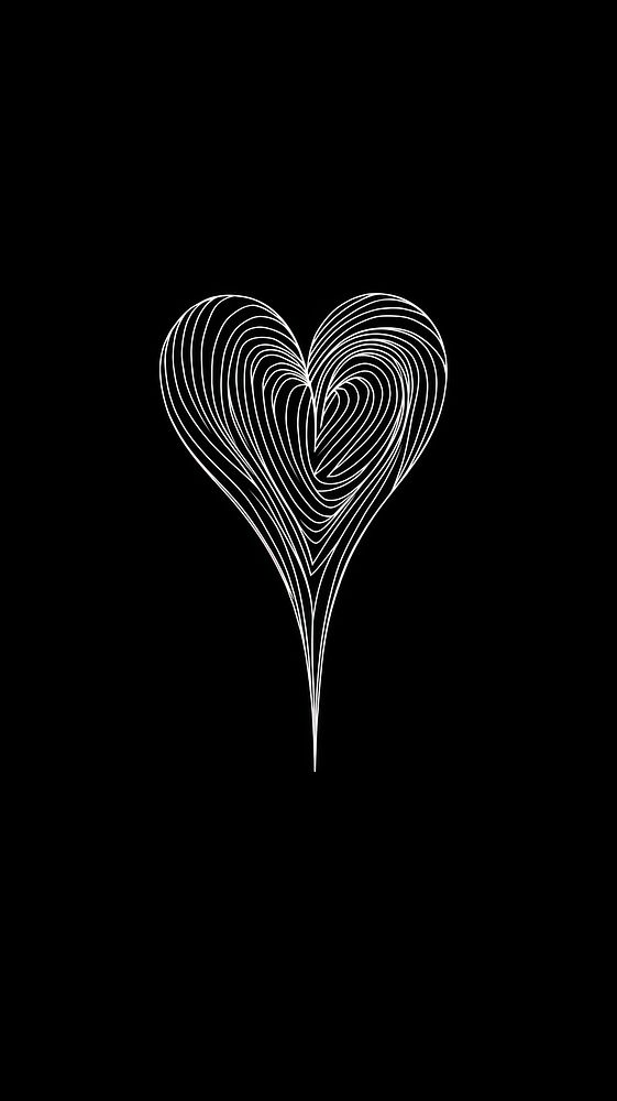 Continuous line drawing heart shape white black.
