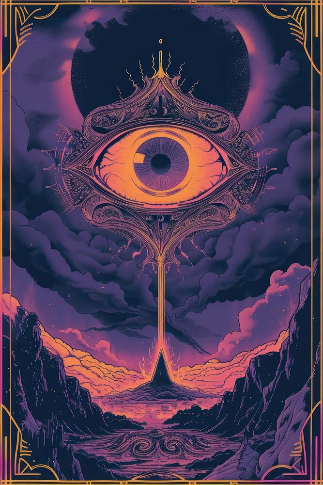 Cover book of one eye art poster purple.