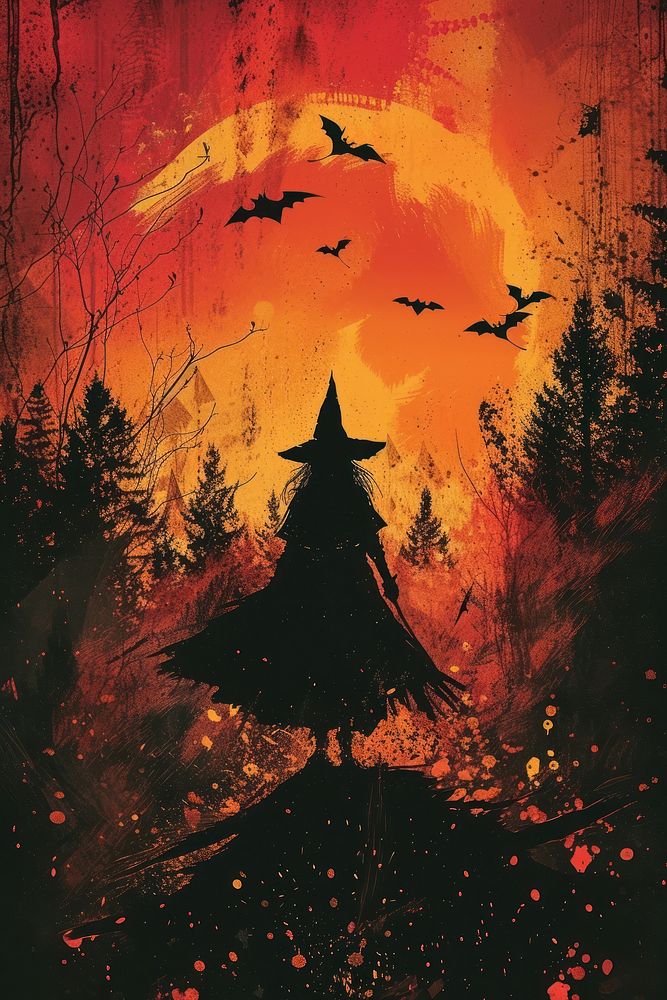 Cover book of beautiful witch festival bonfire sunset.