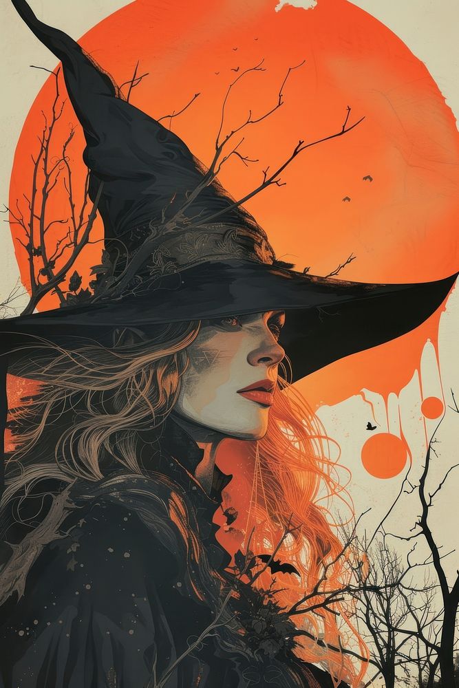 Cover book of beautiful witch art poster adult.