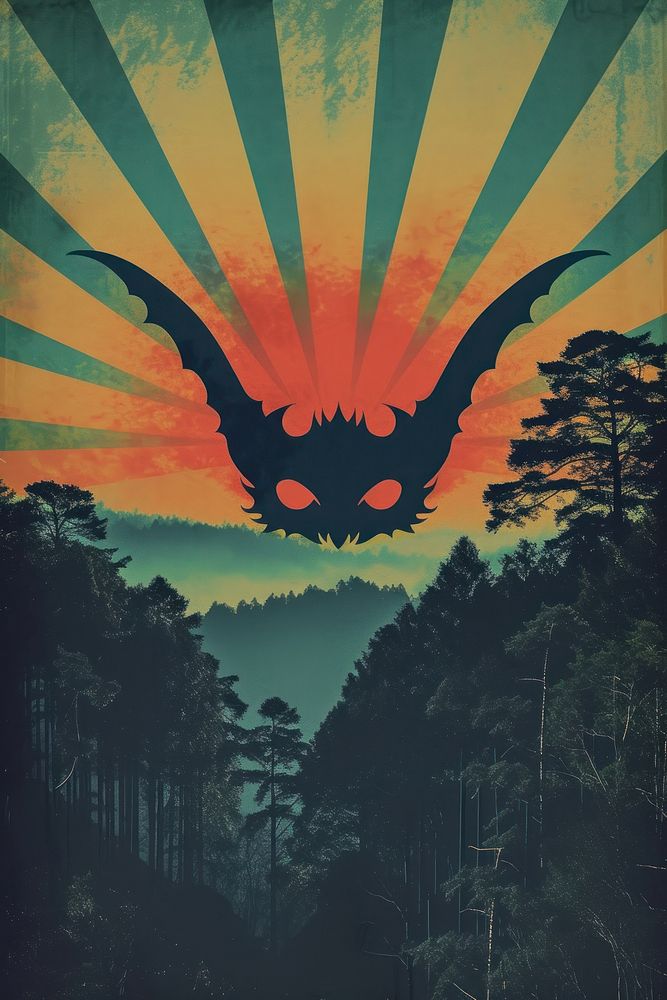 Cover book of beautiful demon outdoors nature sunset.