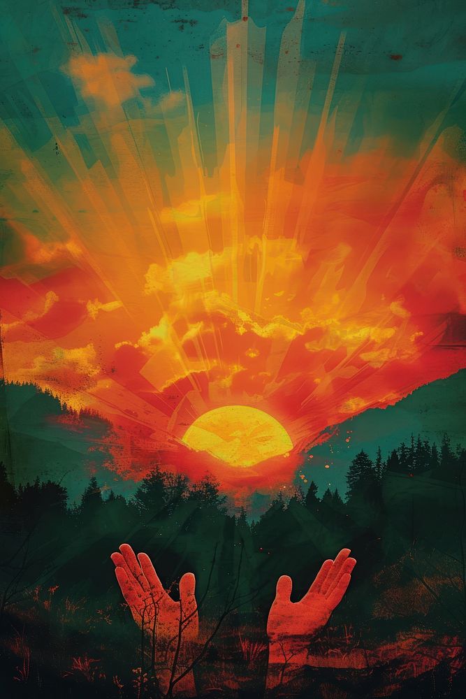 Cover book of beautiful magic sunset art sunlight.