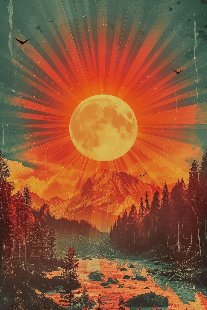 Cover book of beautiful magic forest sun art.