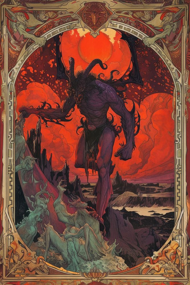 Cover book of satan art painting poster.