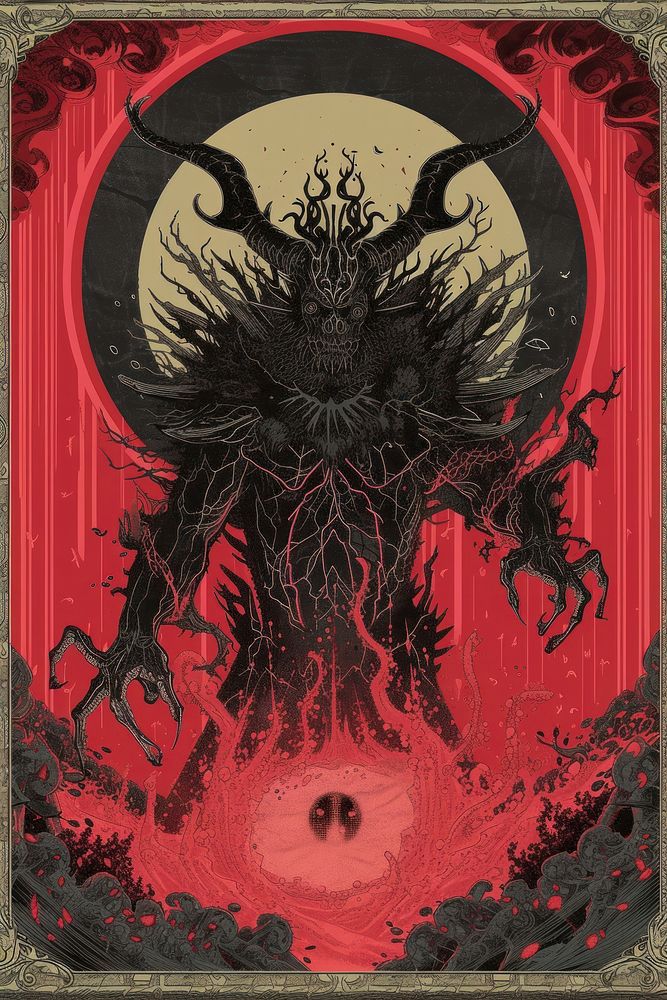 Cover book of satan art painting poster.