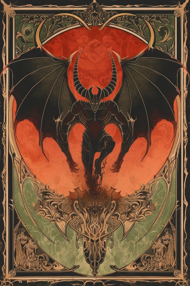 Cover book of satan art poster representation.