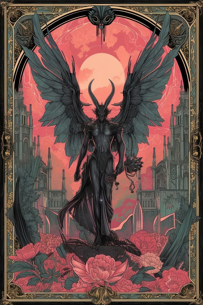 Cover book of satan art angel representation.
