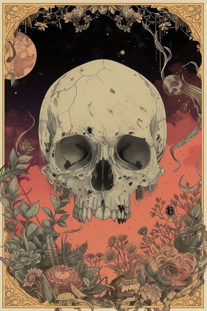 Cover book of skull art painting poster.