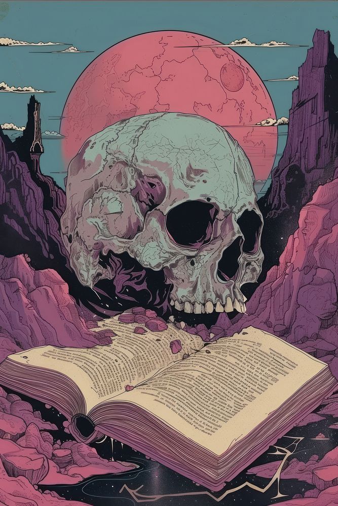Cover book of skull publication comics poster.