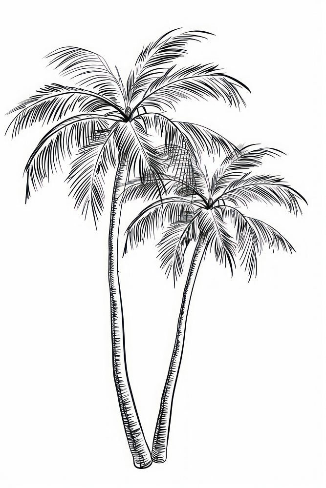 Palm tree drawing sketch plant.