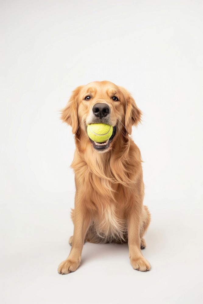 Retriever holding tennis ball animal Free Photo rawpixel