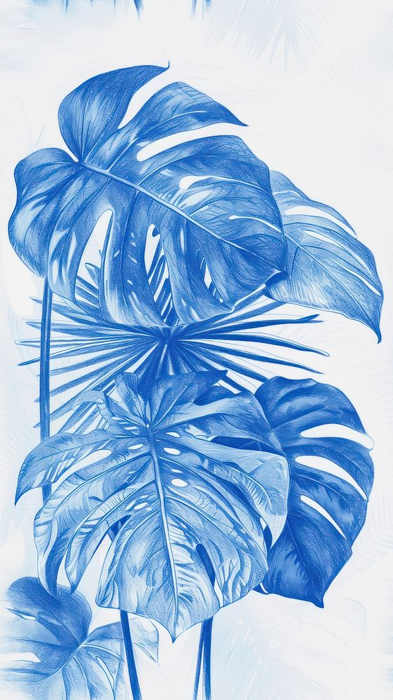 Realistic vintage drawing of monstera backgrounds nature sketch.
