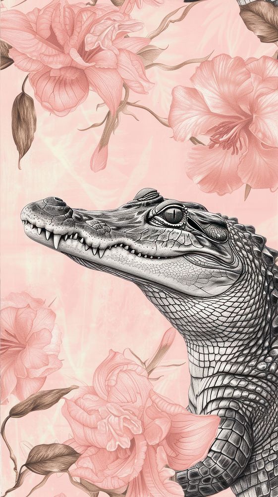 Realistic vintage drawing of crocodile backgrounds reptile animal.