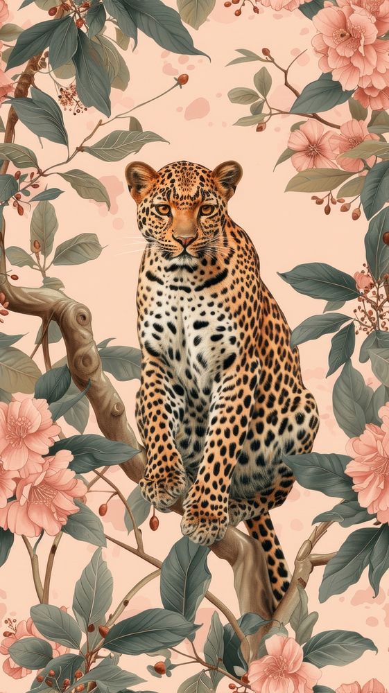 Realistic vintage drawing of leopard wildlife animal mammal.