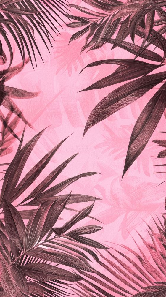 Realistic vintage drawing of palm leaves backgrounds outdoors pattern.